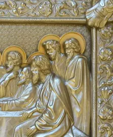 Картина из металла "Тайная вечеря" с золочением