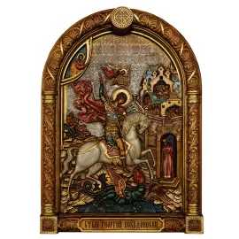 Икона из бука "Георгий Победоносец" с ящиком