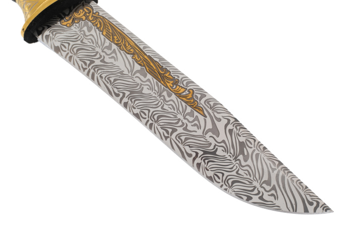 Damascus steel knife on the stand "Deer" Zlatoust