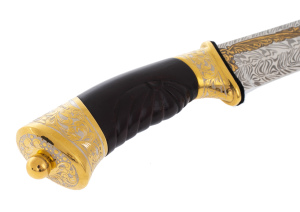 Damascus steel knife on the stand "Deer" Zlatoust