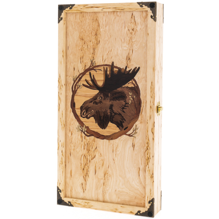 Backgammon from Karelian birch "Moose" small