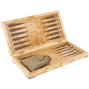 Backgammon from Karelian birch "Moose" small
