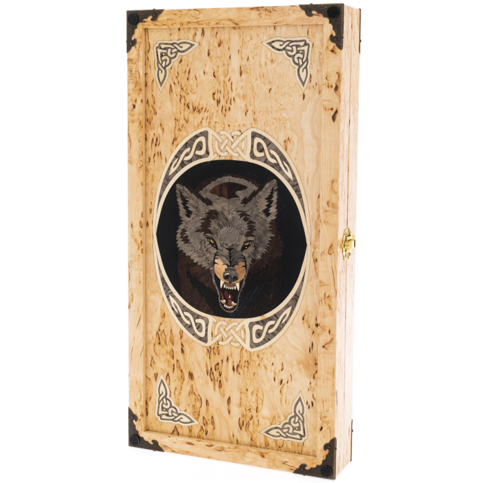 Backgammon from Karelian birch "Wolf" small