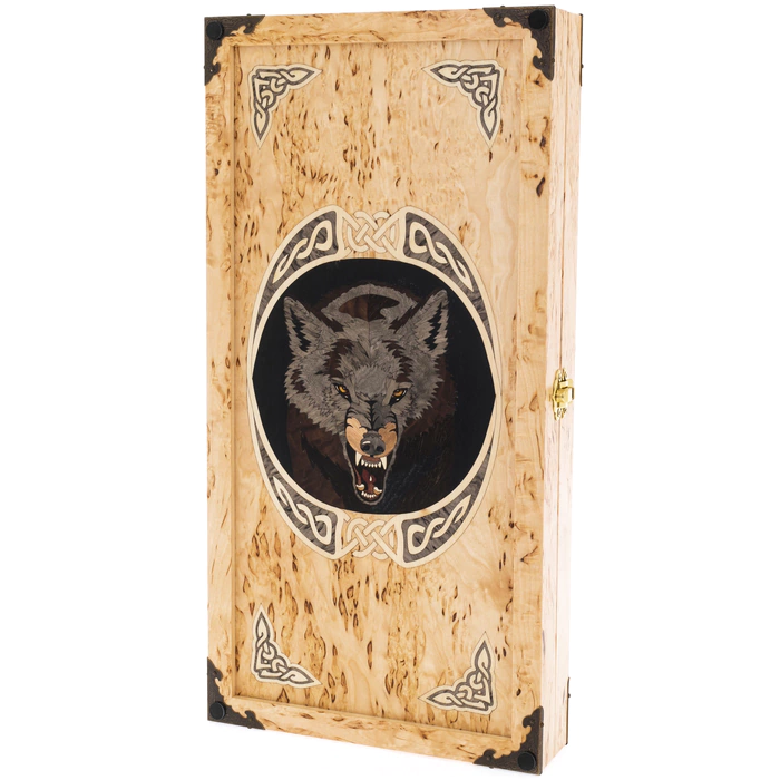 Backgammon from Karelian birch "Wolf" small