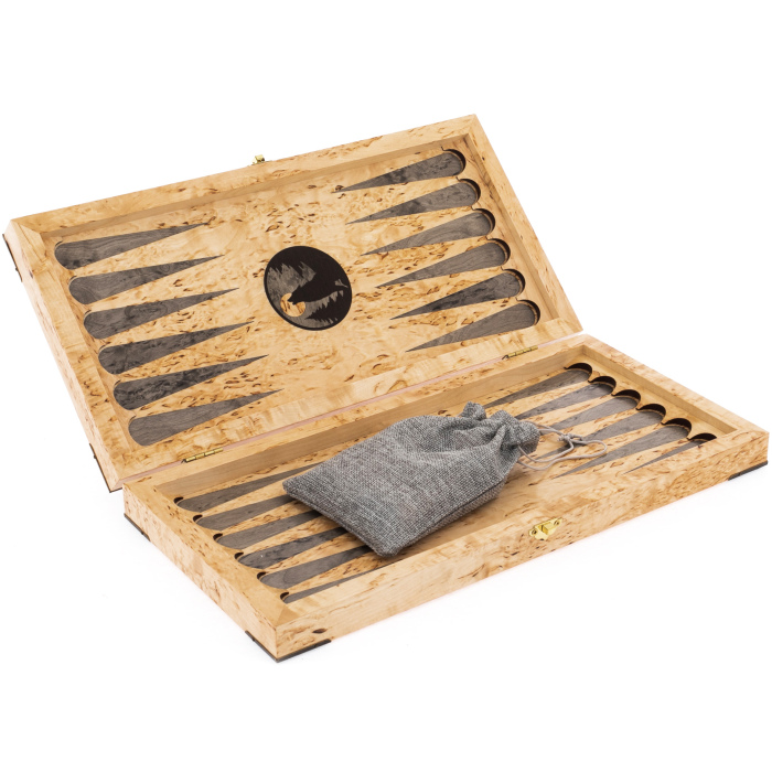 Backgammon from Karelian birch "Wolf" small