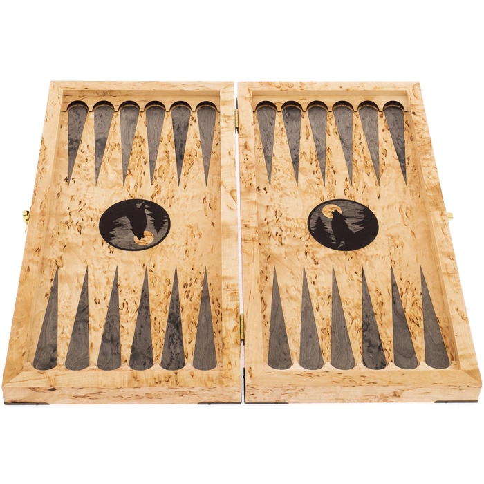 Backgammon from Karelian birch "Wolf" small
