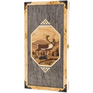 Backgammon from Karelian birch "Deer" small
