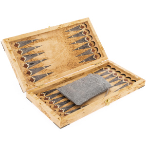 Backgammon from Karelian birch "Deer" small