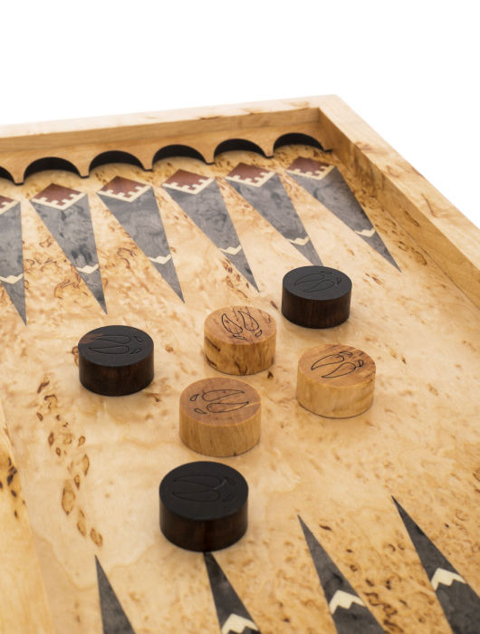Backgammon from Karelian birch "Deer" small