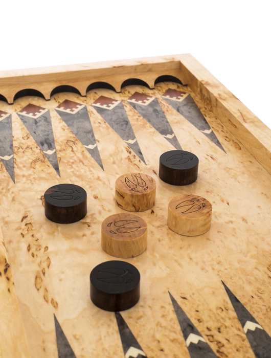 Backgammon from Karelian birch "Deer" small