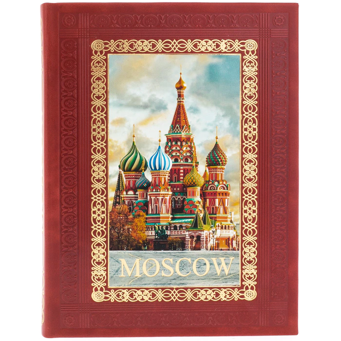 A leather-bound book "Moscow. History, architecture, art" in English