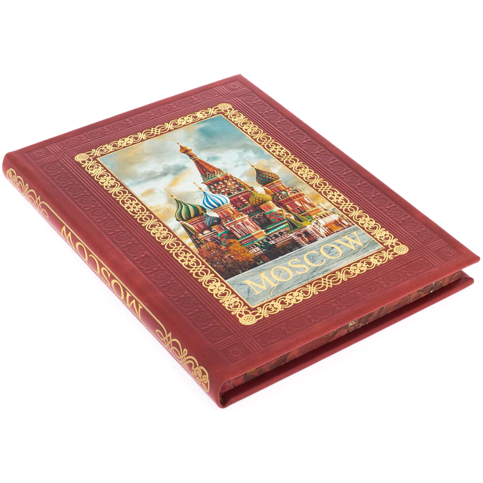 A leather-bound book "Moscow. History, architecture, art" in English