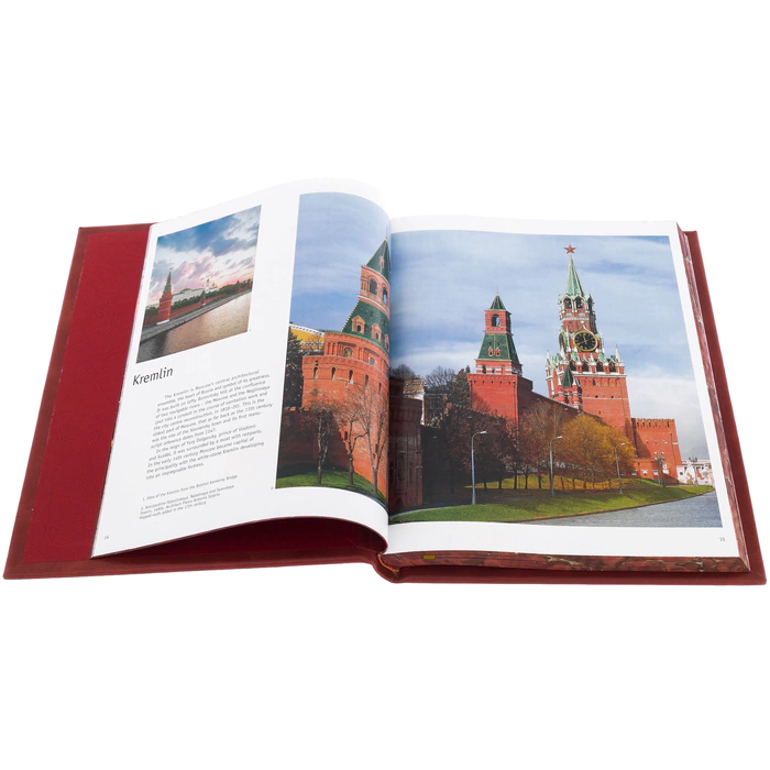A leather-bound book "Moscow. History, architecture, art" in English