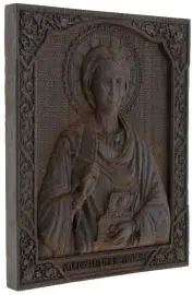 Икона Святого Пантелеймона Целителя, мореный дуб Икона Святого Пантелеймона Целителя, мореный дуб