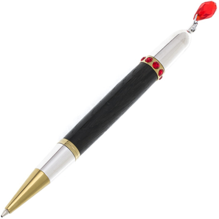 The handle is made of stained oak "Platinum ladies" with red Swarovski diamonds