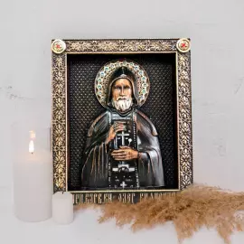 Икона из дерева "Святой Князь Олег Брянский"