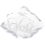 Transparent crystal sculpture "Moose Family"