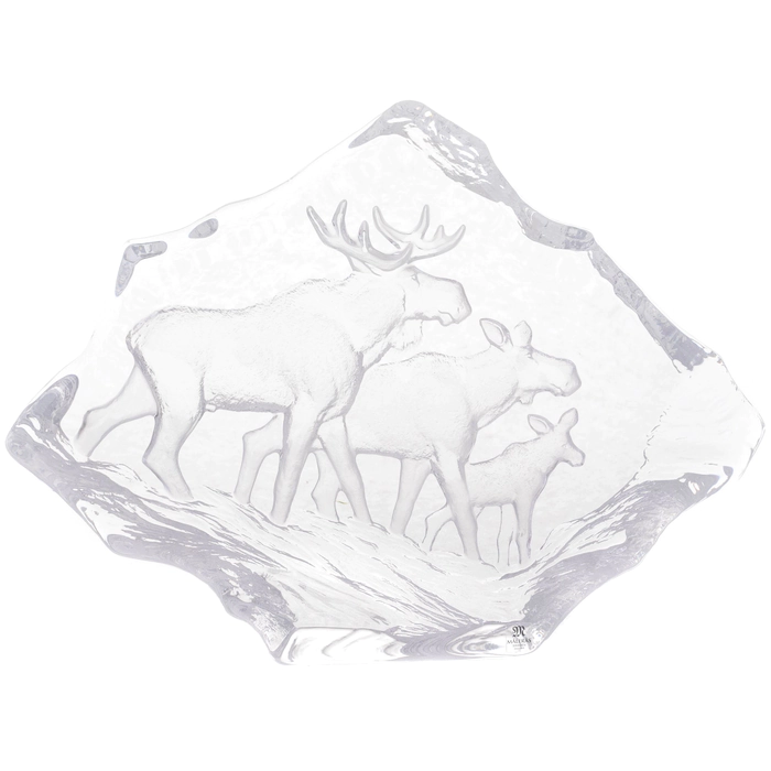 Transparent crystal sculpture "Moose Family"