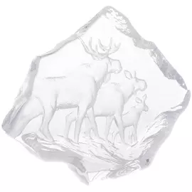 Скульптура из прозрачного хрусталя "Семья лосей"