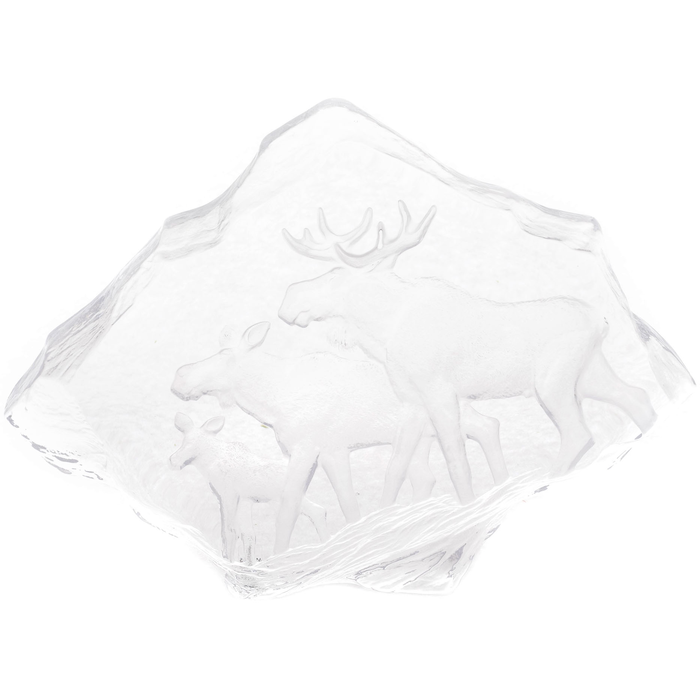 Transparent crystal sculpture "Moose Family"
