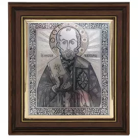 Серебряная икона "Николай Чудотворец"