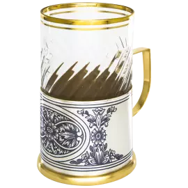 Серебряный подстаканник со стаканом с позолотой