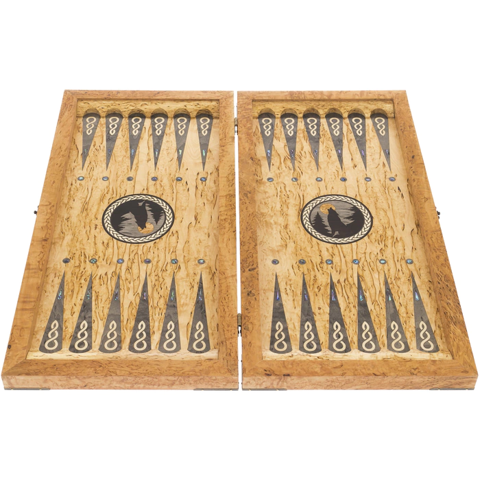Backgammon from Karelian birch "Wolf"