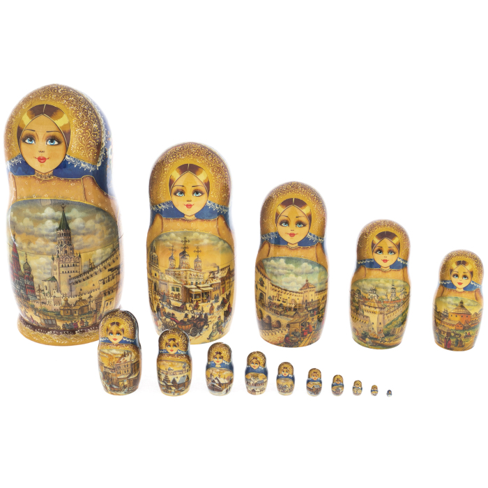 Matryoshka doll for 15 seats "Moscow White Stone" (33 cm)