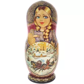 Матрешка на 10 мест "Зимняя тройка" 33 см