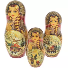Матрешка на 10 мест "Зимняя тройка" 33 см