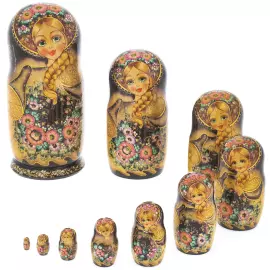 Матрешка на 10 мест "Цветочная" 28 см