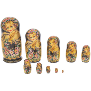 Матрешка на 10 мест "Цветочная" 28 см