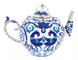 Сервиз чайный серебряный "Расписной" на 6 персон