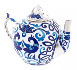 Сервиз чайный серебряный "Расписной" на 6 персон