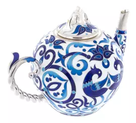 Сервиз чайный серебряный "Расписной" на 6 персон