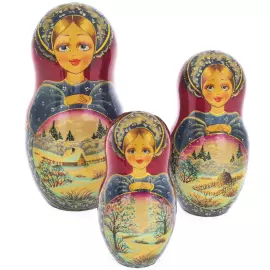 Матрешка на 10 мест "Природа зима" 28 см