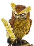 Amber sculpture "Owl with a feather"