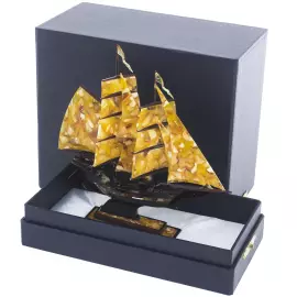 The Brigantine Small amber ship model
