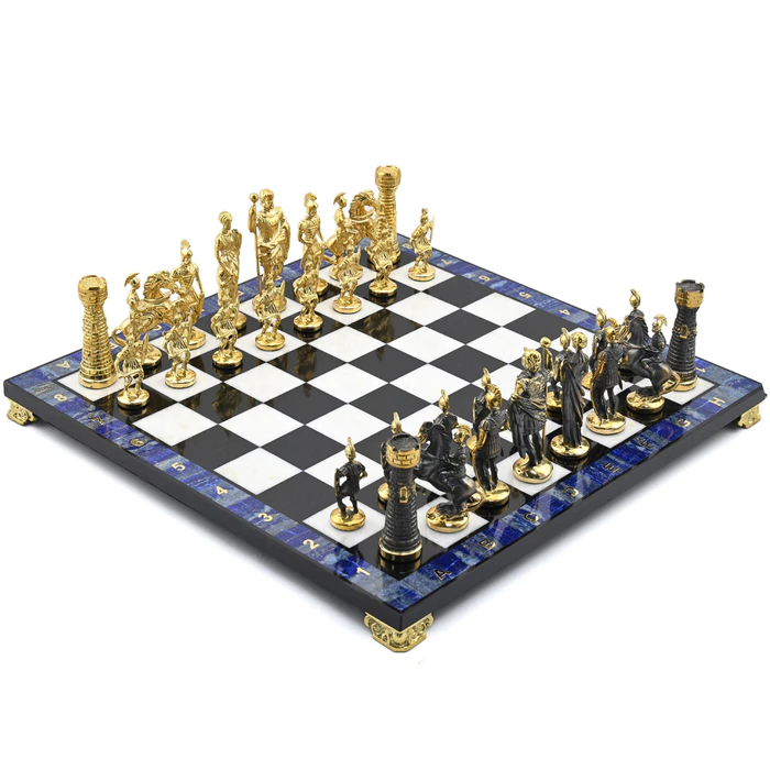 Gift chess made of lapis lazuli "Roman"