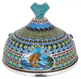 Икорница "Золотая рыбка. Рыбка" финифть