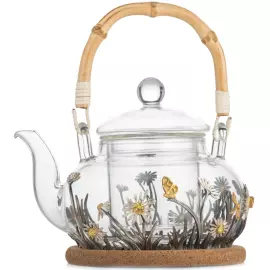 Чайник с обрамлением серебром "Ромашка"