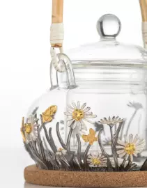 Чайник с обрамлением серебром "Ромашка"