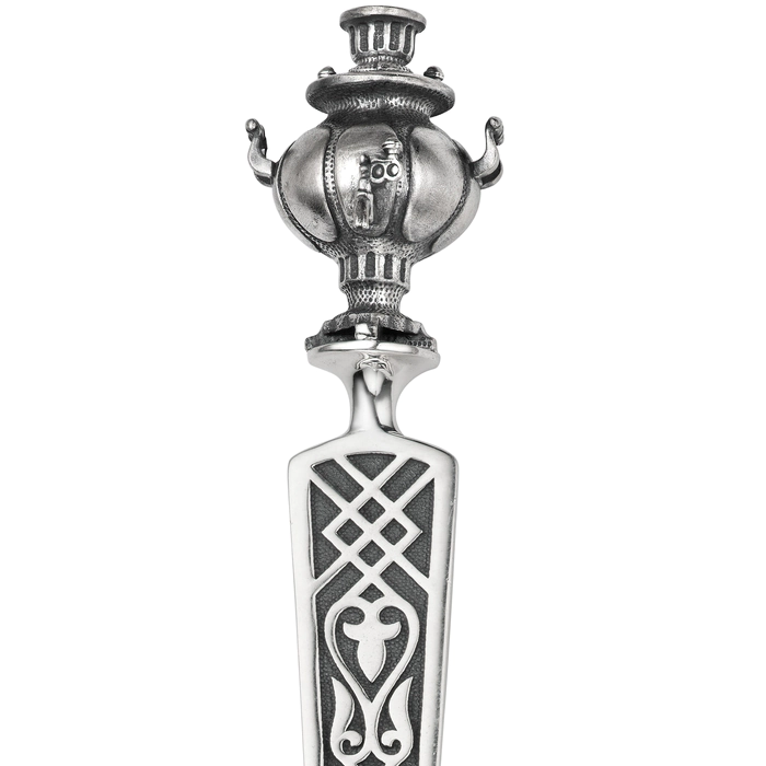 A set of silver spoons "Parade of samovars" on a stand