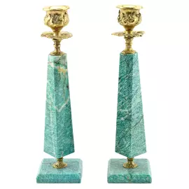 Пара подсвечников из амазонита