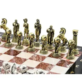 Подарочные шахматы из креноида и мрамора "Атлас"