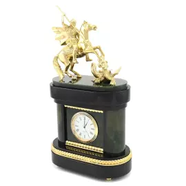 Mantel clock made of jade and dolerite "George the Victorious"