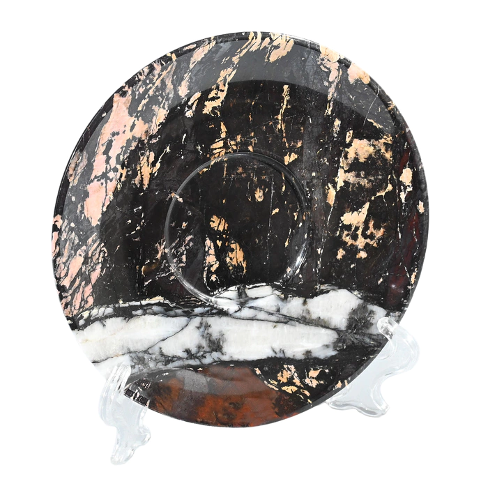 A cup and saucer made of jasper