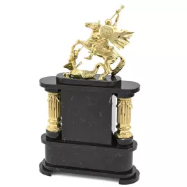 Mantel clock made of rhodonite and dolerite "George the Victorious"