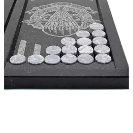 Нарды из змеевика и гранита с гравировкой "ВДВ"