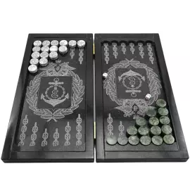 Нарды из гранита с гравировкой "Черноморский Флот"